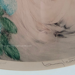 【Louis Icart / ルイ・イカ―ル】1929年 オリジナルエッチング/銅版画 水彩彩色　紫陽花 5枚目の画像