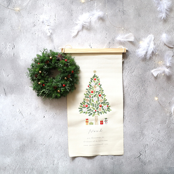 期間限定販売　クリスマスツリータペストリー☆フレッシュグリーン☆No.72　クリスマス　タペストリー　リース　ギフト 6枚目の画像