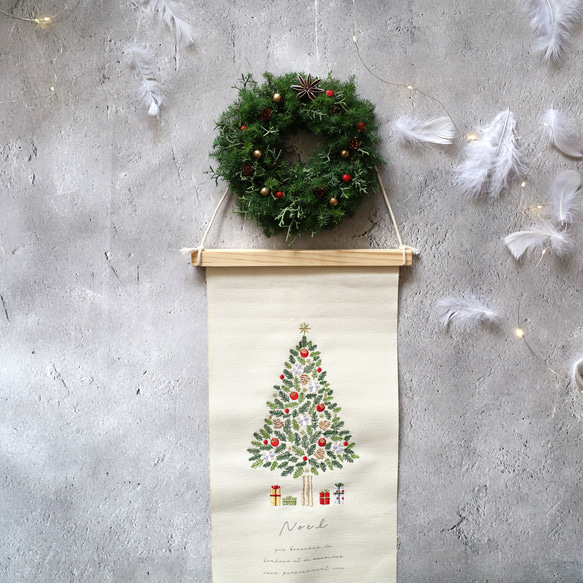 期間限定販売　クリスマスツリータペストリー☆フレッシュグリーン☆No.72　クリスマス　タペストリー　リース　ギフト 7枚目の画像