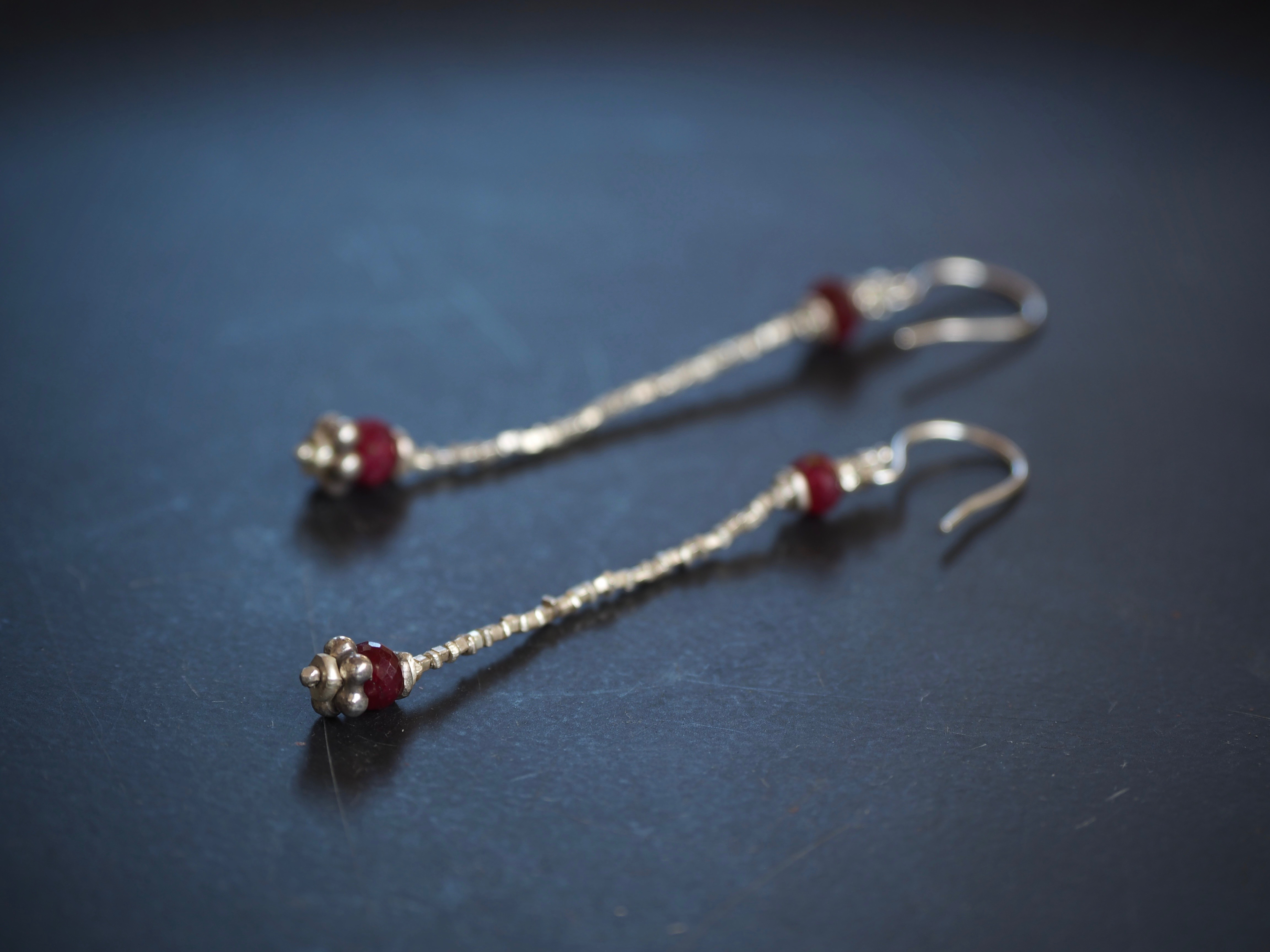 "High QLT" Ruby _ silver long pierce