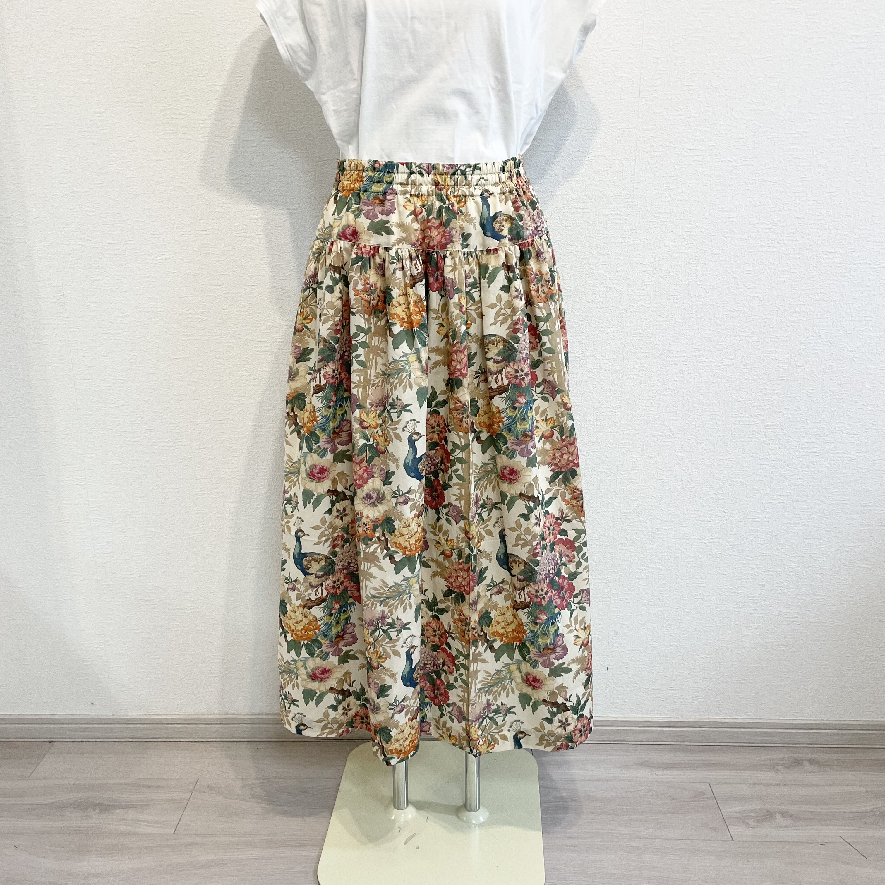 リバティ生地＊ヨーク切り返しロングスカート（キャンバーウェル・ピーコック）