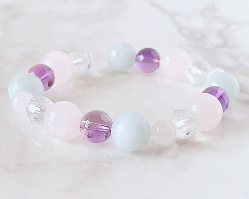 アクアマリン＆アメジストブレス ジュエル・ブレス「宇宙タイミング」アメジスト・エレスチャル