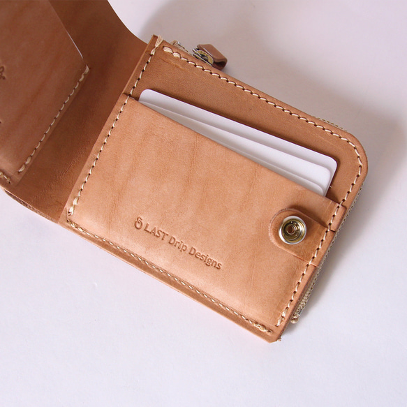 二つ折り財布 L字ファスナー 小銭入れ 牛革 レザー ヌメ革 本革 日々を刻む日記帳 nfl pst Creema店 11枚目の画像