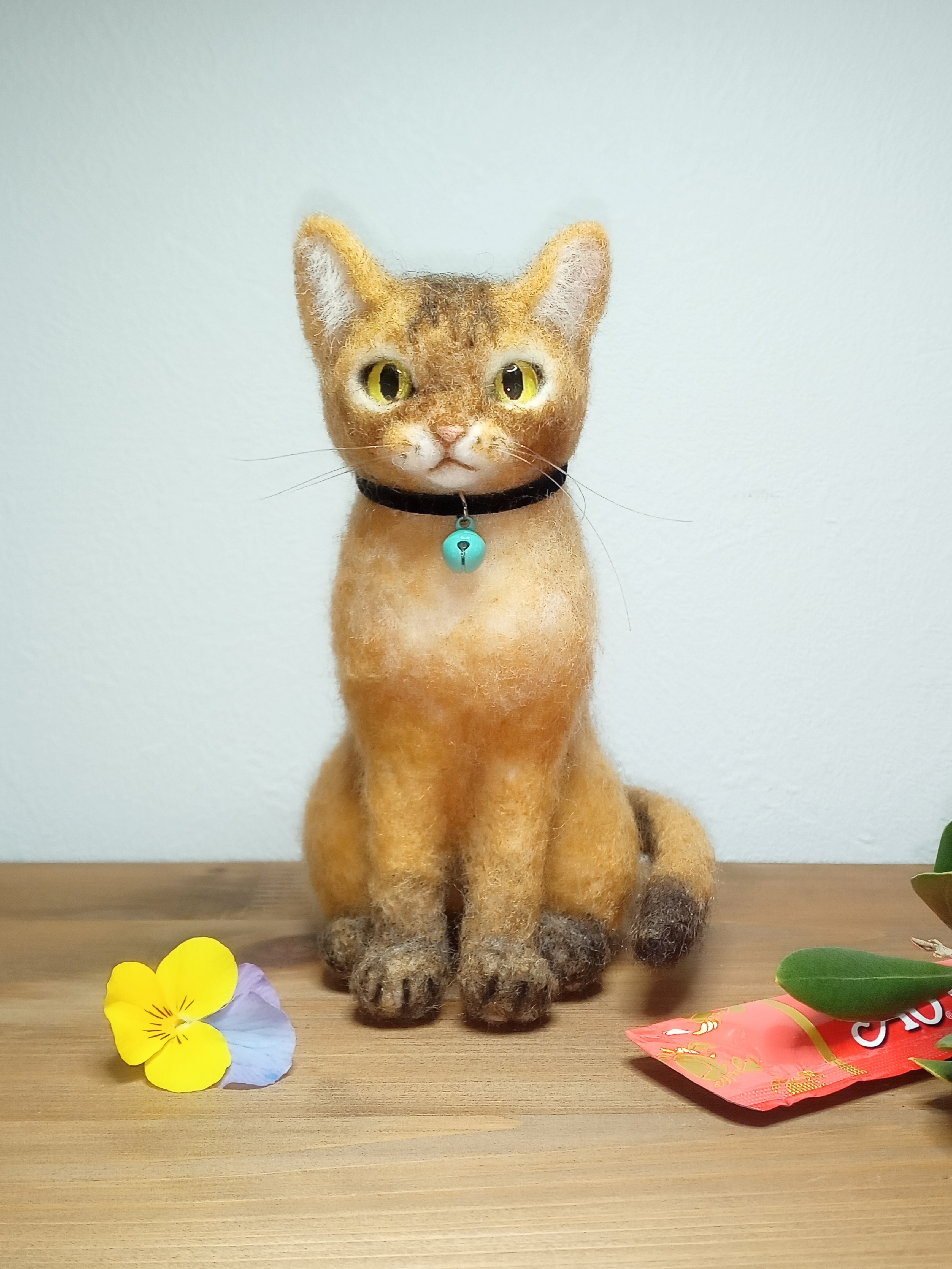 羊毛フェルト　猫　おっとりだけど遊び心満点のアビシニアンの子猫ちゃん