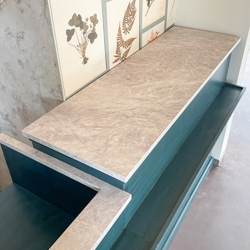 カフェレストラン向けレジカウンター（W2500グリーン）冷蔵