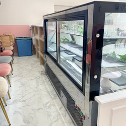 カフェレストラン向け冷蔵ショーケース埋め込みカウンター W2500 オーダーメイドアンティークカウンター 特注店舗什器 18枚目の画像