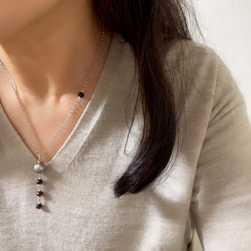ピアス チェーンネックレス セット バロックパール ガーネット 