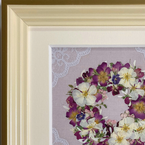 クリスマスセール 押し花額 押し花アート バラ リース ホワイトデー