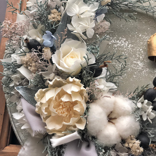 ホワイト&シルバーの三日月リース リース green green 通販 16901930