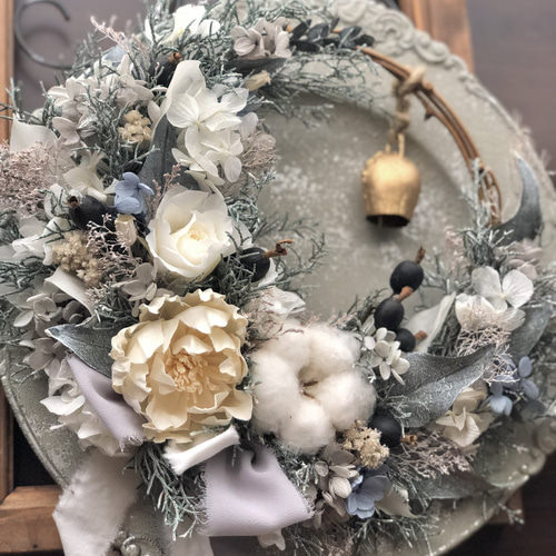 ホワイト&シルバーの三日月リース リース green green 通販 16901930