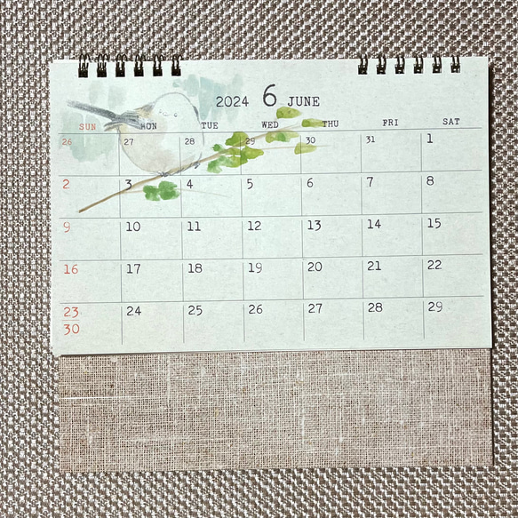 2024年　シマエナガの卓上カレンダー（手書き） 6枚目の画像