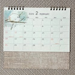 2024年　シマエナガの卓上カレンダー（手書き） 2枚目の画像