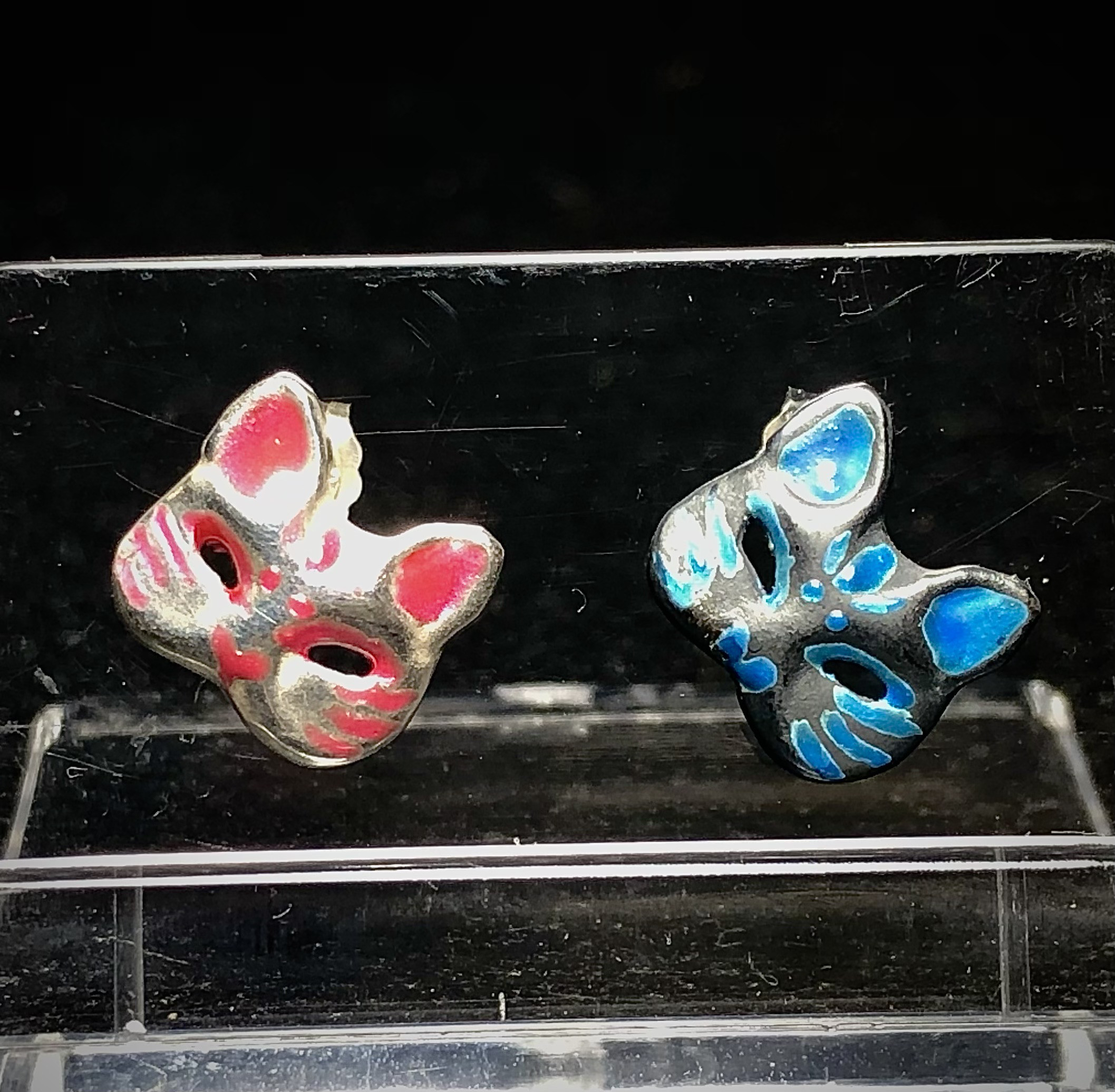 猫のお面ピアス【銀（Silver925）】片耳用