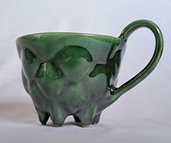 【Creema陶器市2024】玉サボテン様ダーク織部コーヒーカップ、約190cc 2枚目の画像