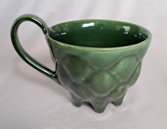 【Creema陶器市2024】玉サボテン様ダーク織部コーヒーカップ、約190cc 3枚目の画像