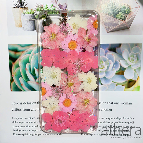 ＊本物のお花＊ 植物図鑑 押し花スマホケース iPhone15 14 13  AQUOS Xperia Galaxy 2枚目の画像