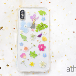 ＊本物のお花＊ 植物図鑑 押し花スマホケース iPhone15 14 13  AQUOS Xperia Galaxy 1枚目の画像