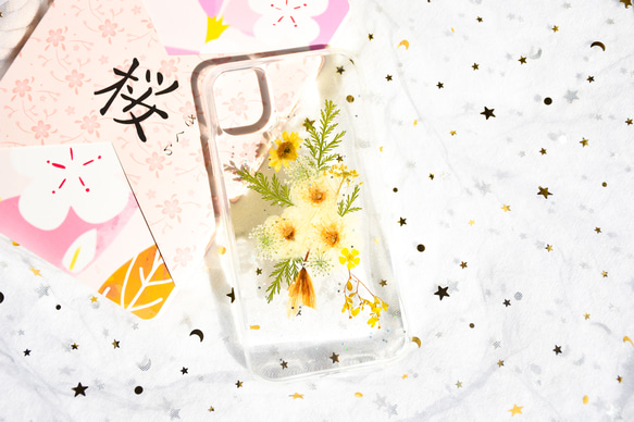 ＊本物のお花＊ 植物図鑑 押し花スマホケース iPhone15 14 13  AQUOS Xperia Galaxy 4枚目の画像