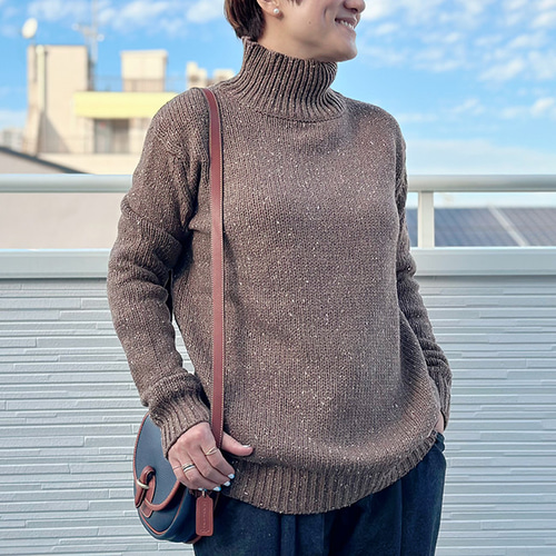 新作】綿100ハイネックニット（ココアブラウン）23027BRF ニット