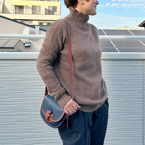 新作】綿100ハイネックニット（ココアブラウン）23027BRF ニット