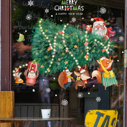 ウォールステッカー ST16 クリスマスツリー　サンタ　動物　癒す　DIY 窓シール　インテリアシート　剥がせる 3枚目の画像