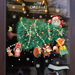 ウォールステッカー ST16 クリスマスツリー　サンタ　動物　癒す　DIY 窓シール　インテリアシート　剥がせる 1枚目の画像