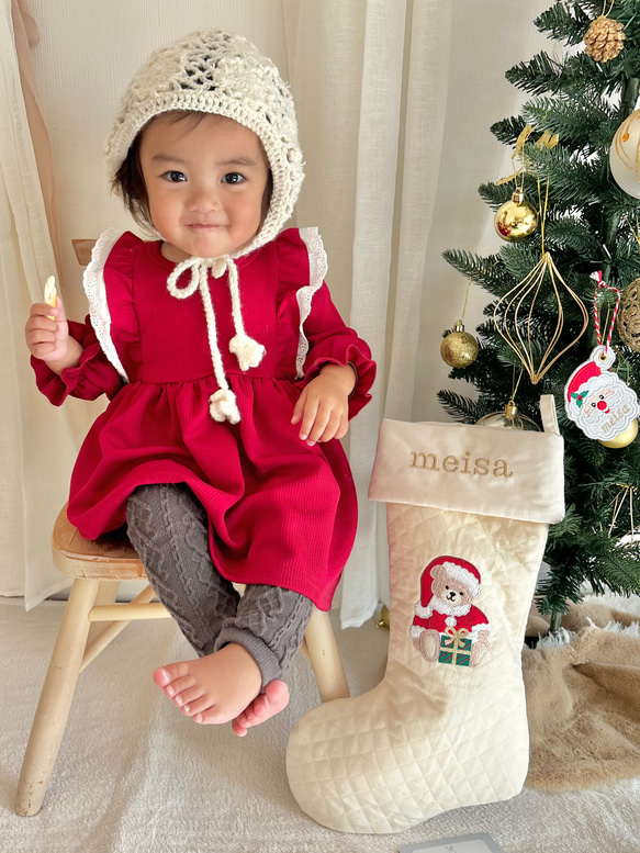 くまさん柄が可愛い クリスマスソックス 靴下 オーナメント