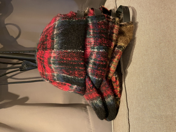 check mohair wool cap 3枚目の画像