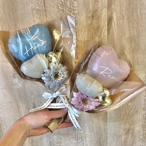 卒業・発表会】4色から選べる♡ くすみカラーminiハートバルーンブーケ