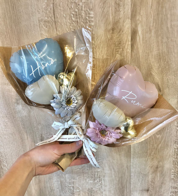 【送料無料】くすみカラー♡miniハートバルーンブーケ│　手持ち花束ブーケ　大量注文大歓迎　＊4個までご購入可能ページ＊ 7枚目の画像