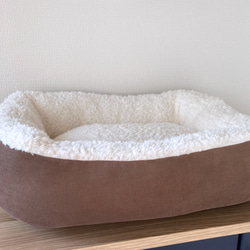 ペットベッド [ ココアブラウン × プードルボア ] 冬用　猫　犬　ベッド 1枚目の画像
