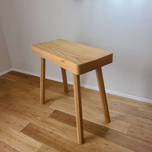 1点のみ】幅50センチスツール 椅子 サイドテーブル 八角脚 タモ 木製