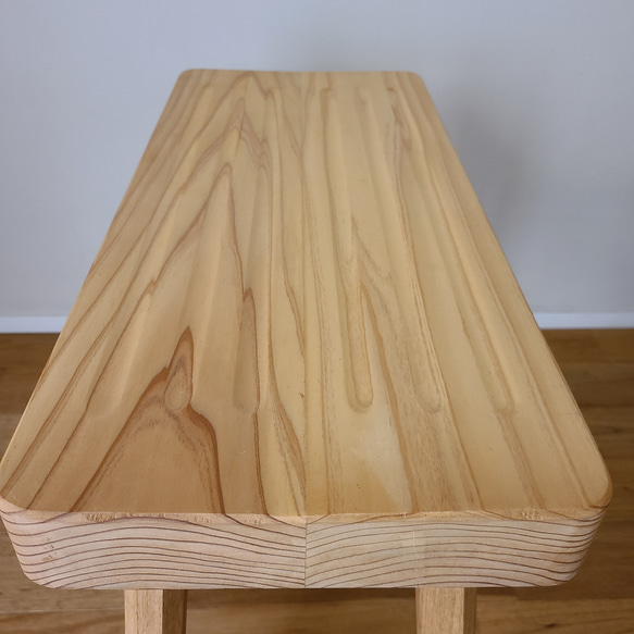 【1点のみ】幅50センチスツール　椅子　サイドテーブル　八角脚　タモ　木製　ベンチ　サイドテーブル　花台　自然　天然　 13枚目の画像