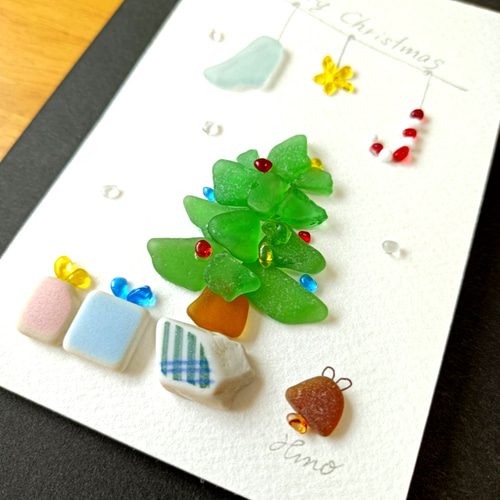 シーグラスアート（クリスマスツリー/ボックスフレーム付） その他素材