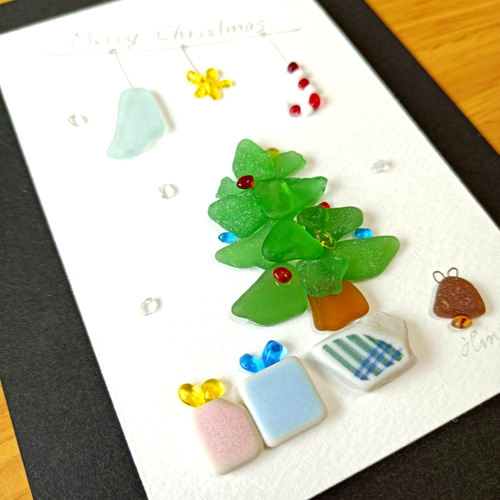 シーグラスアート（クリスマスツリー/ボックスフレーム付） その他素材