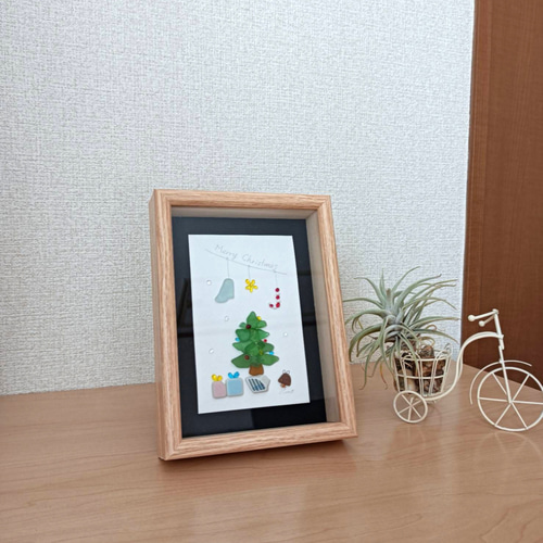 シーグラスアート（クリスマスツリー/ボックスフレーム付） その他素材