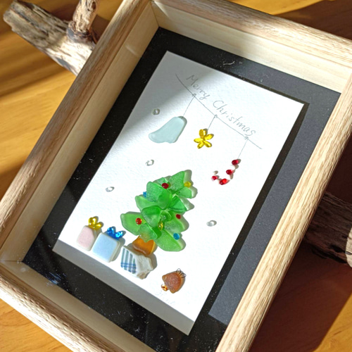 シーグラスアート（クリスマスツリー/ボックスフレーム付） その他素材