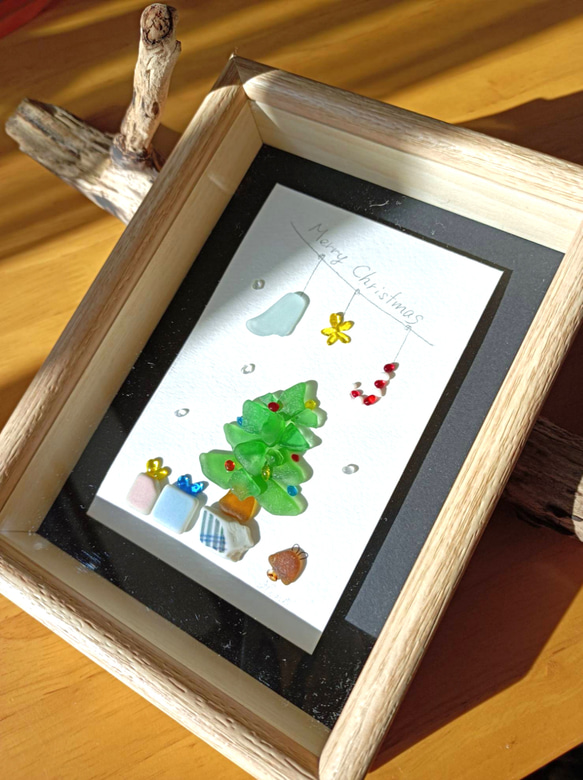 シーグラスアート（クリスマスツリー/ボックスフレーム付） その他素材