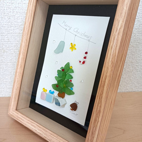 シーグラスアート（クリスマスツリー/ボックスフレーム付） その他素材