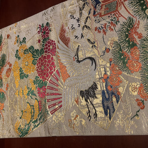 2364花嫁衣裳の丸帯リメイク 正絹テーブルランナー お正月に