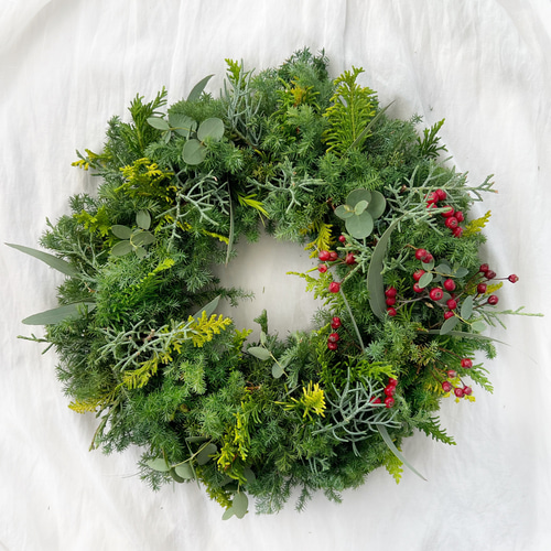 直径30cm 4種類より選べる クリスマス フレッシュグリーンリース