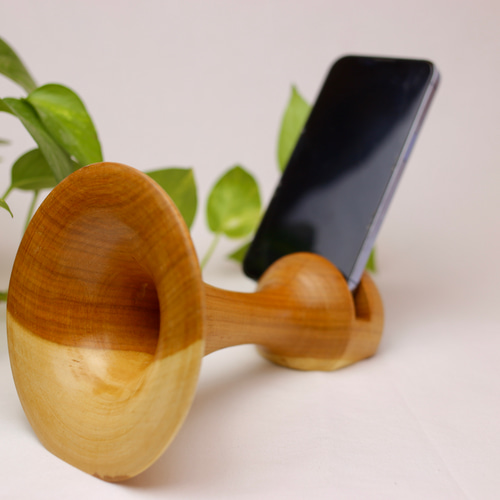 木心 スマートフォン スピーカー アルダー材（お料理中にも