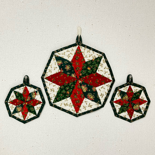 クリスマス　パッチワークキルト　タペストリー パッチワークキルトのクリスマスタペストリー(大・緑) その他