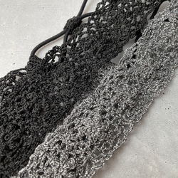スマートに可愛く♪ラメレースを使った編みカチューム(シルバー✖️黒)  受注制作 9枚目の画像