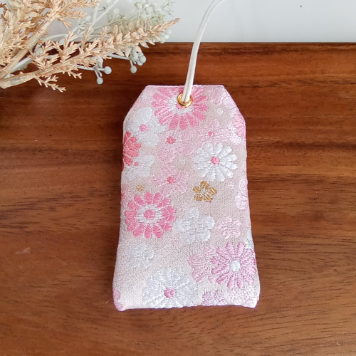 お守り袋 金欄 梅菊重ね(ピンク) セット売りもあります その他ケース