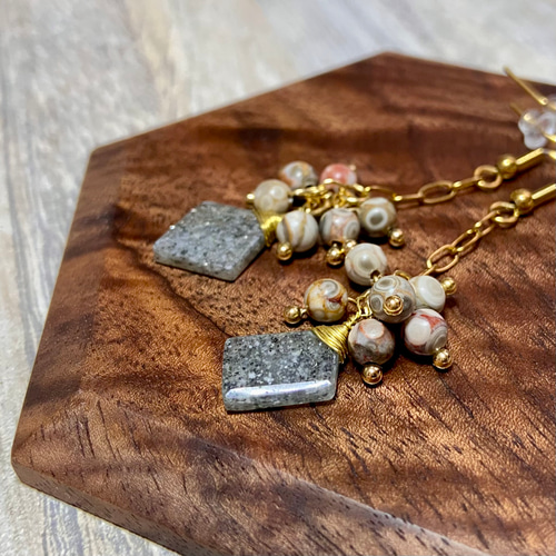 14kgf ブラックアベンチュリンクォーツ オニキス ピアス イヤリング 天然石 14kgf ブラックアベンチュリンクォーツ オニキス ピアス イヤリング 天然石