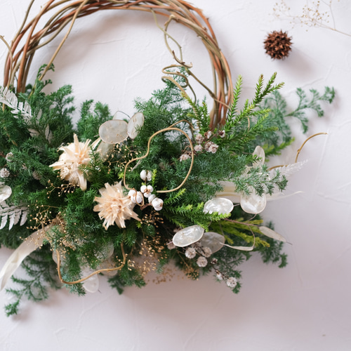 飾り方自由＊シンプルなクリスマスリース＊クリスマスハーフリース  