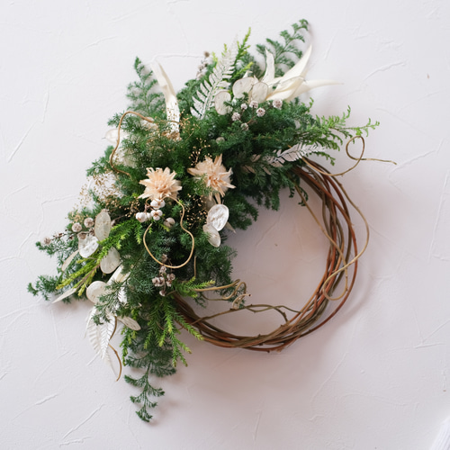 飾り方自由＊シンプルなクリスマスリース＊クリスマスハーフリース  