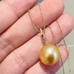 綺麗な南洋ゴールド真珠　13-14mm 一粒貫通タイプ ネックレス 92e309e84d852180ac1f3535eb3893