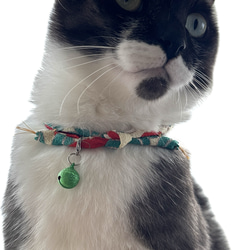 御猫様の首輪・クリスマスとお正月・和柄で年越し（ちりめん猫首輪）3本組合わせ　お仕立て上がり 3枚目の画像